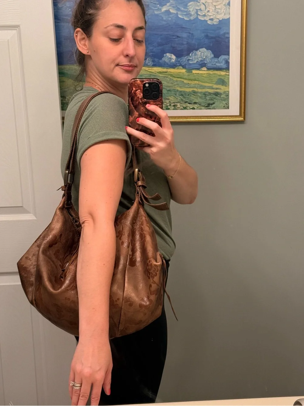 Italian artisan leather Slouchy hobo shoulder bag